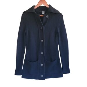 Theory Long Wool Cashmer Cardigan Sweater Black Women's P/TP